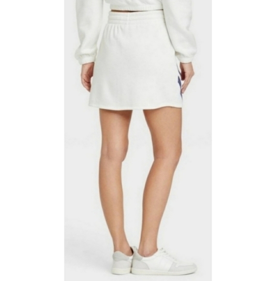 Grayson Threads White with Blue Striped Accent Fleece Tennis Style Skirt Size L - Picture 2 of 7